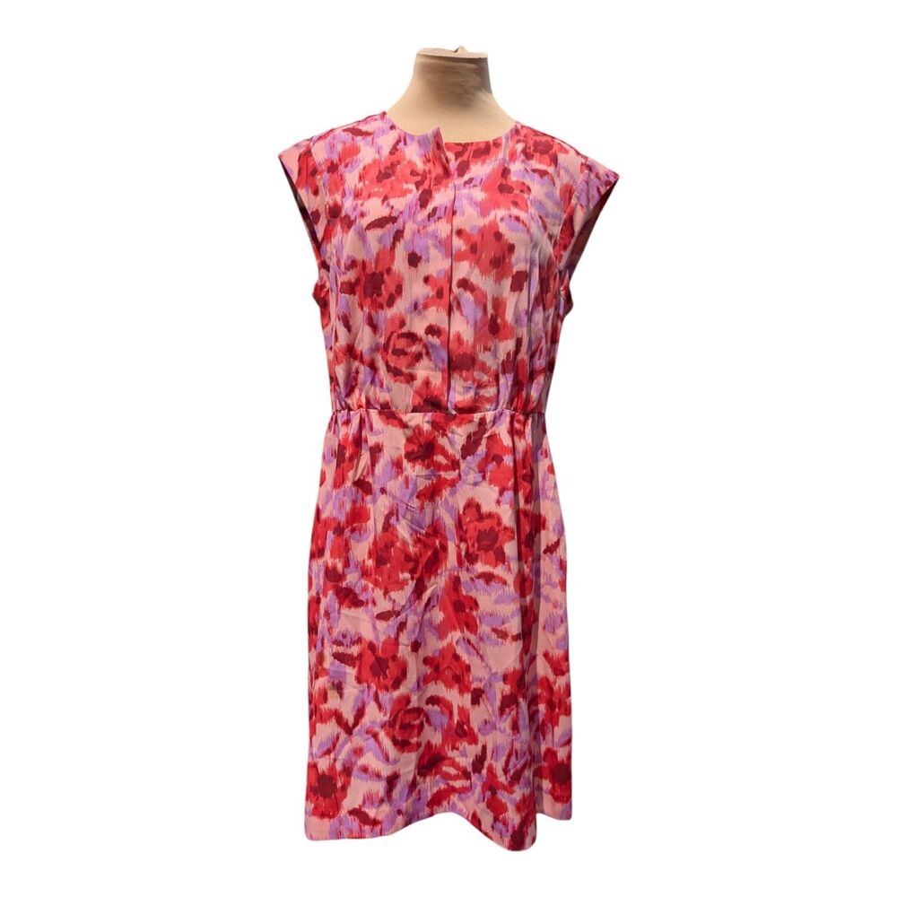 Joe Fresh Floral Henley Dress Women's Size Medium Classic Preppy Minimalist Pink